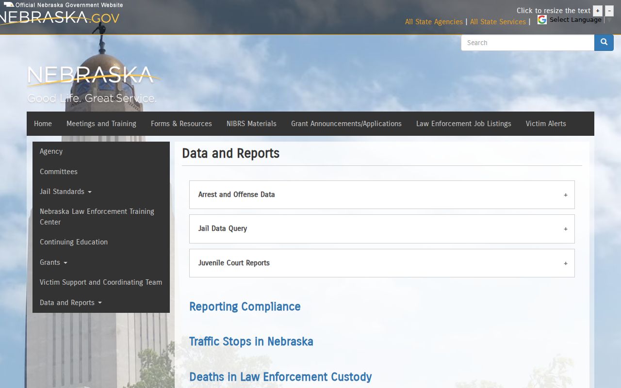 Arthur County arrest history Nebraska Crime Commission data page