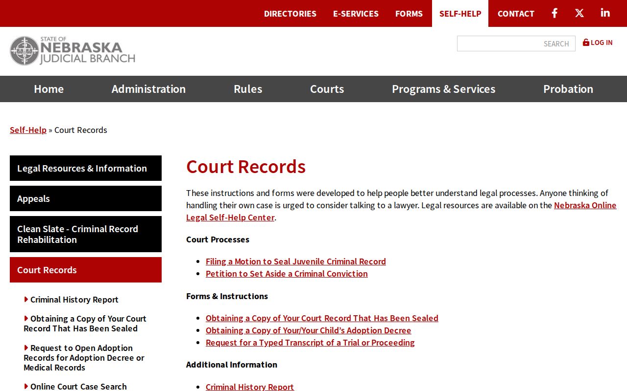 Arthur County criminal court record search and copy guidance