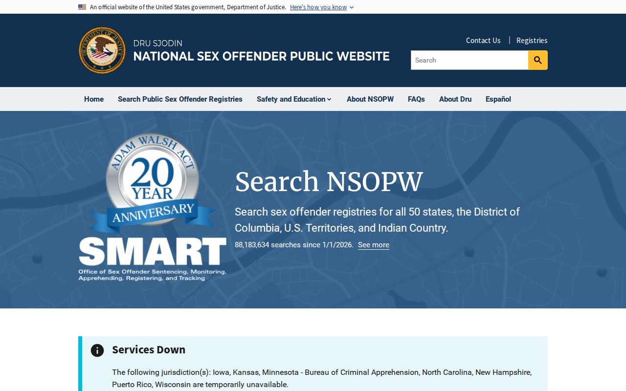 National search layer for an Arthur County sex offender check