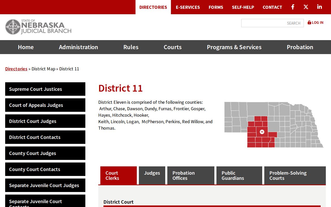 Arthur County criminal court and probation District 11 directory